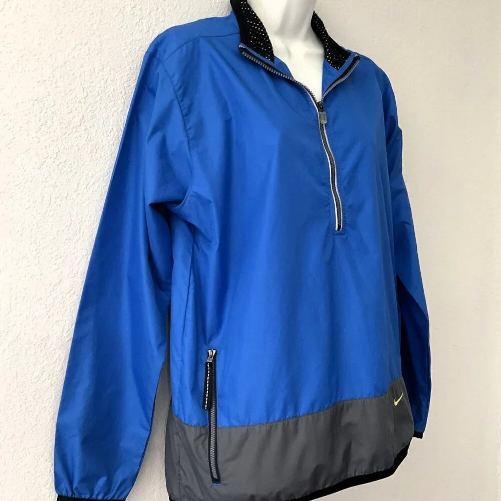Vintage Nike Y2K 1/4 Zip Windbreaker Pullover Jacket Blue Grey Youth L 12-14